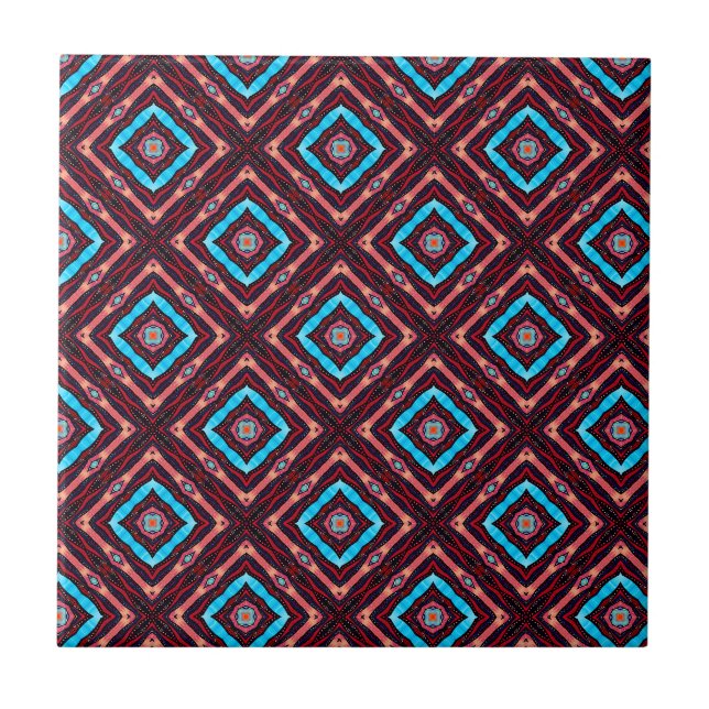 Red With Blue Diamond Tile (Front)