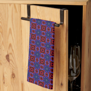 Red With Blue Stars Tea Towel