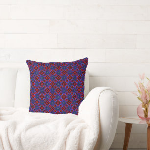 Red with Blue Stars Throw Pillow