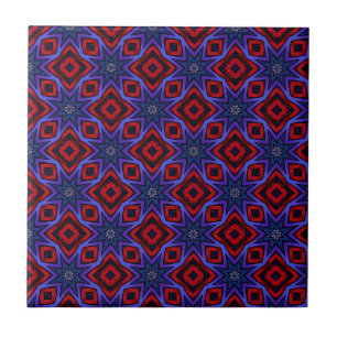 Red With Blue Stars Tile