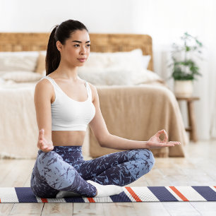 Red With Blue Stripes Yoga Mat