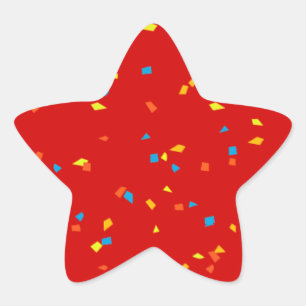 Red with colourful confetti star sticker
