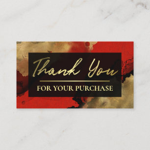 Red With Gold Ink Thank You For Your Purchase Business Card