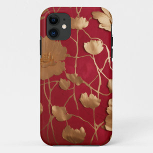 Red with gold lotus iPhone 11 case