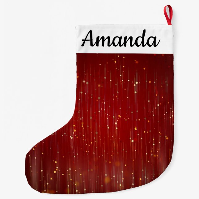 Red with Gold Sparkles Large Christmas Stocking (Back)