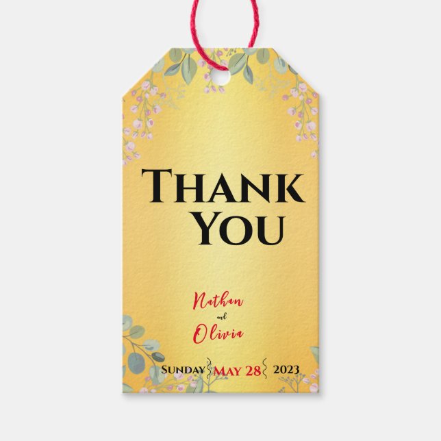 Red with Gold Wedding   Gift Tags (Front)