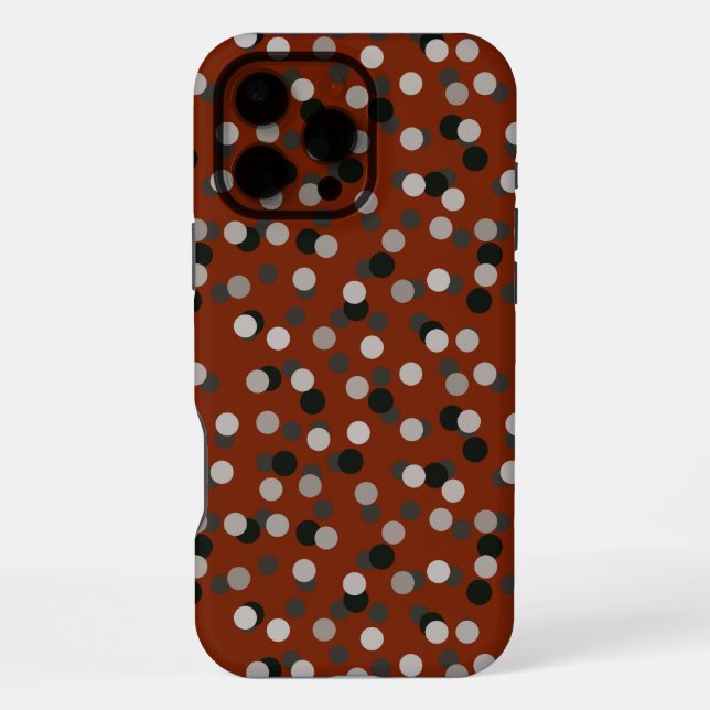 red with grey white and black dots iPhone case (Back)