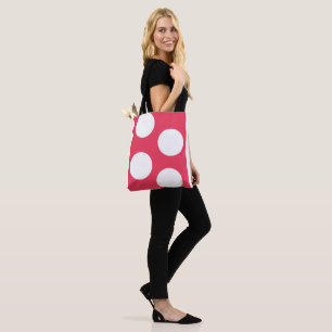 Red with Large White Circles – Bold Modern Design Tote Bag