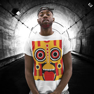 Red With Orange Tiki Art T-Shirt