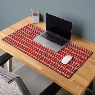 RED WITH ROWS OF GOLD VALENTINE HEARTS DESK MAT