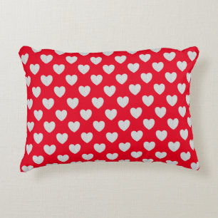 Red With Silver Glittery Hearts Decorative Cushion