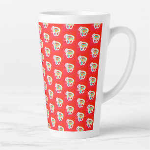 Red with small art designs on it latte mug