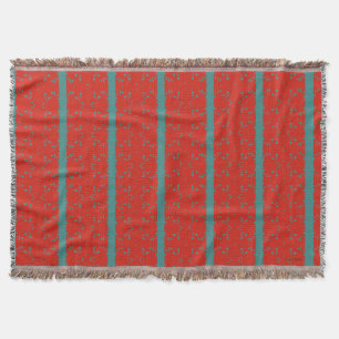 Red with Teal Stripes Custom Design Throw Blanket