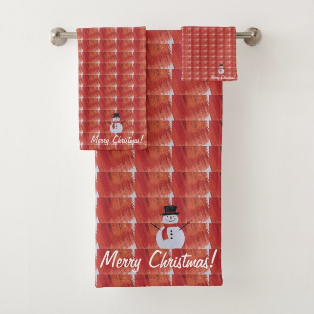  Red With White  Bath Towel Set (Insitu)