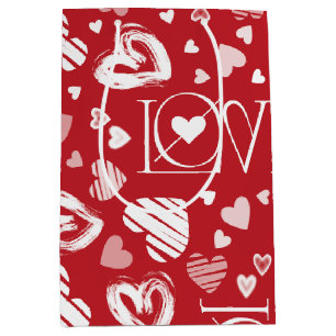 Red with White Hearts Medium Gift Bag