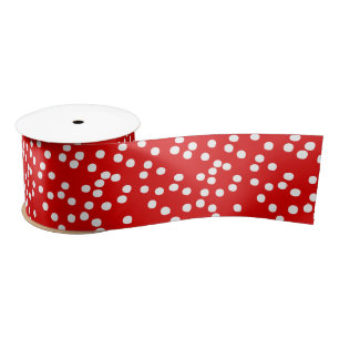 Red with White Polkadots  Customisable Colour Satin Ribbon