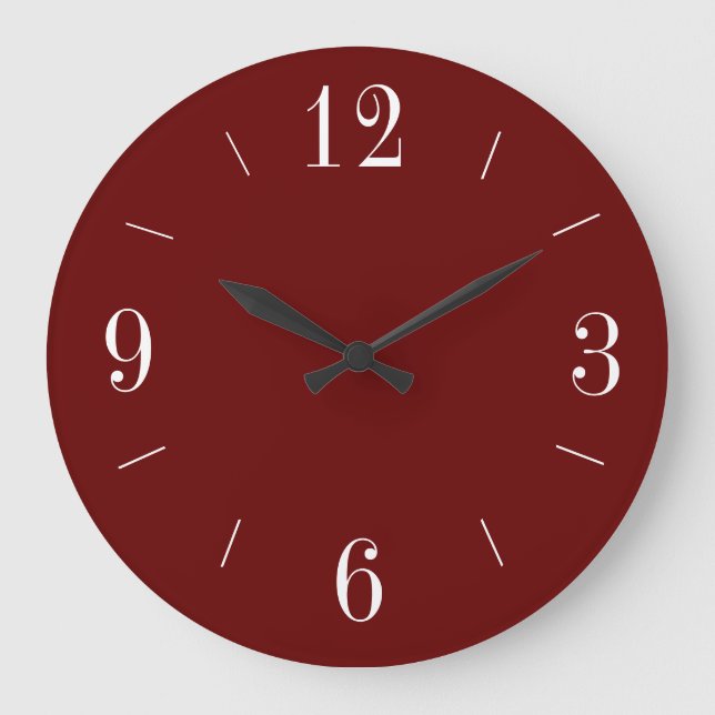 Red with White Roman Numerals >Simplistic Large Clock (Front)