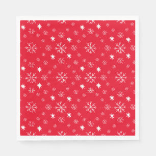 Red With White Snowflakes Paper Plate Napkin