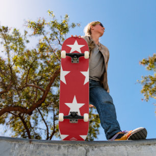 Red with White Stars HAMbWG Skateboard