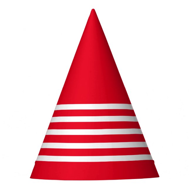 Red with White Stripes Clown Party Hat (Front)
