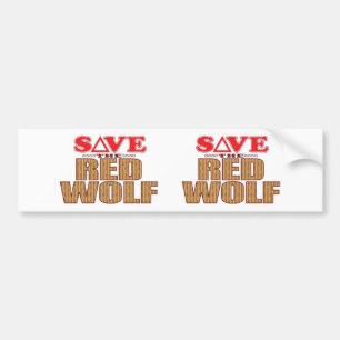 Red Wolf Save Bumper Sticker