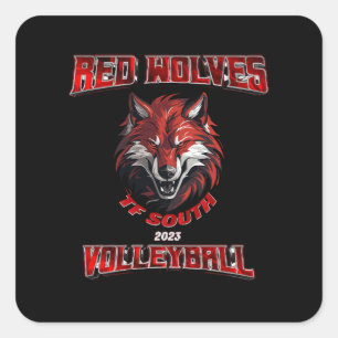 Red Wolf Square Sticker