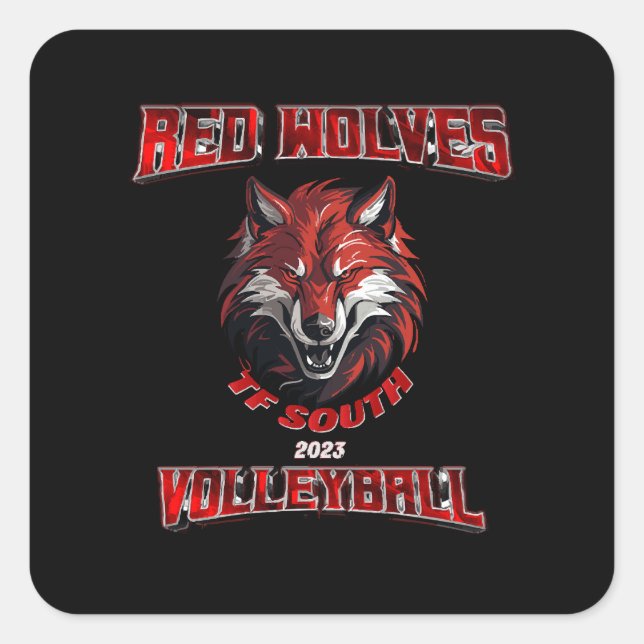 Red Wolf Square Sticker (Front)