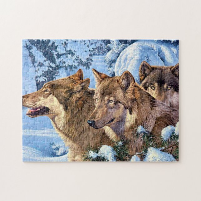 Red wolves painting jigsaw puzzle (Horizontal)