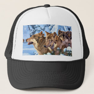 Red wolves painting trucker hat