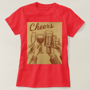 Red Women's Cheers Drinks Toasting T-Shirt