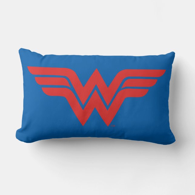Red Wonder Woman Logo Lumbar Cushion (Front)