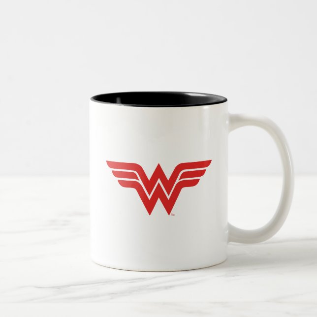 Red Wonder Woman Logo Two-Tone Coffee Mug (Right)