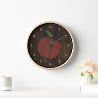 Red Wood Apple Clock