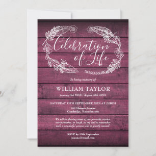 Red Wood Foliage Celebration of Life Funeral Invitation