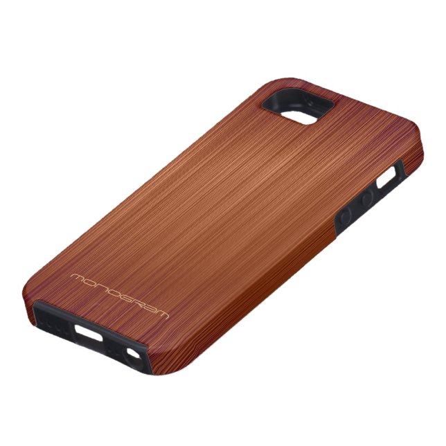 Red Wood Look Texture Pattern-Monogram Case-Mate iPhone Case (Bottom)