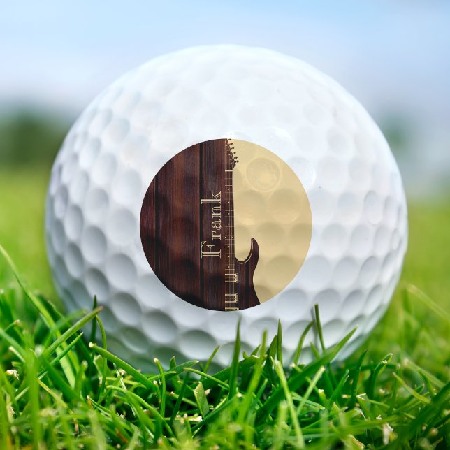 Red Wood & Tan Brown Colour Block Name Guitar Golf Balls (Red Wood & Tan Brown Color Block Name Guitar Golf Balls)