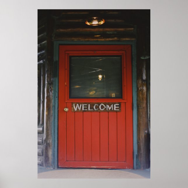 RED WOODEN CLOSED DOOR POSTER (Front)