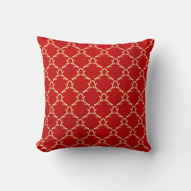Red Woodland Antlers Pillow (Front)