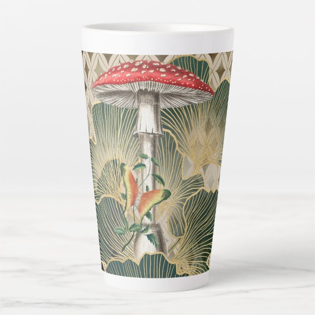 Red Woodland Mushroom Latte Mug (Front)