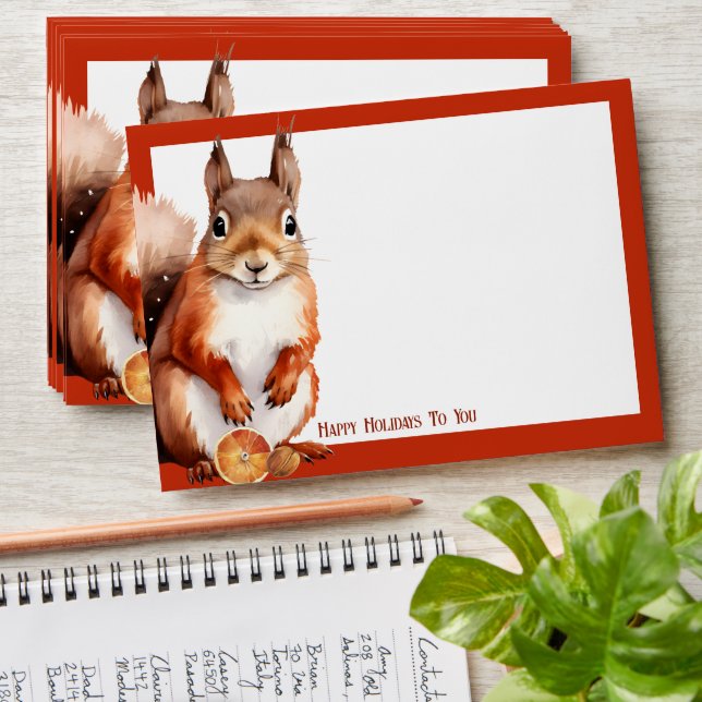 Red Woodland Squirrel Holiday Envelope (Stacked)