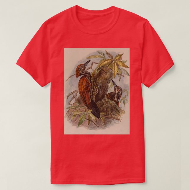Red Woodpecker Peculiar To Ceylon T-Shirt (Design Front)