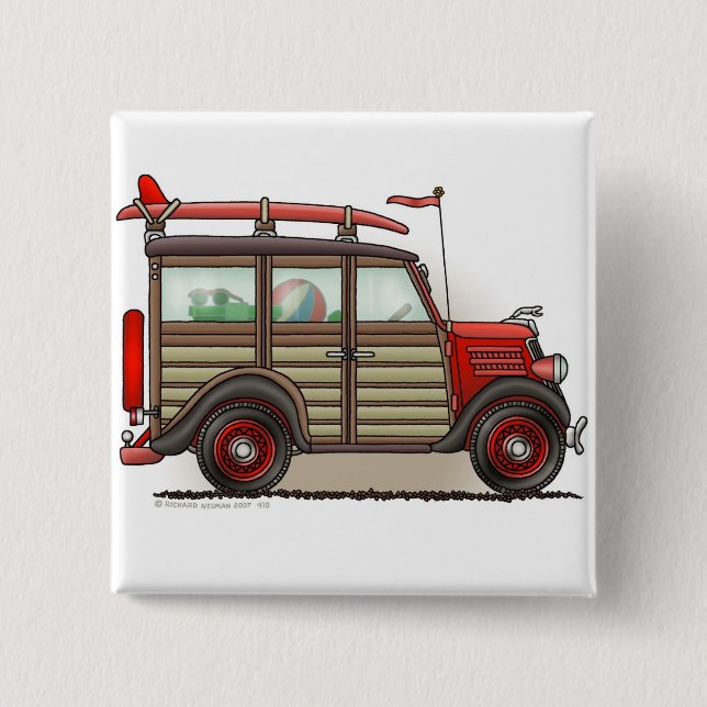 Red Woody Wagon Car Pins (Front)