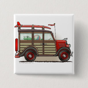 Red Woody Wagon Car Pins