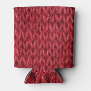 Red Wool: Knitting Texture Background. Can Cooler