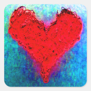 Red Wool Yarn Love Heart Knitting Sticker