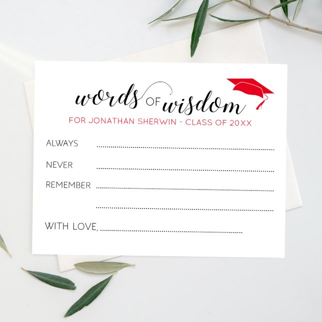 Red Words of Wisdom Grad Cap Graduation Advice (Creator Uploaded)