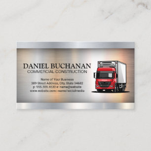 Red Work Truck   Construction Business Card