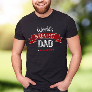 Red World’s Greatest Dad Distressed Typography T-Shirt