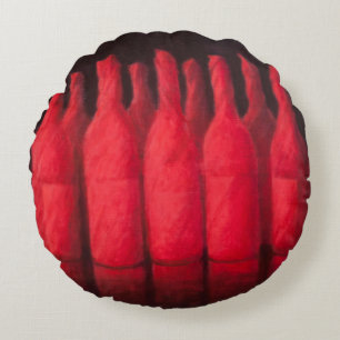 Red wrapped wine 2012 round cushion