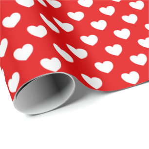 Red Wrapping Paper And White Love Hearts Pattern